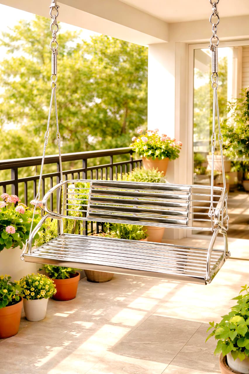Beautiful Steel Jhula on Balcony